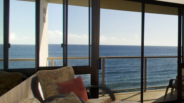 Kuhio Shores Family Room Oceanfront Condo View